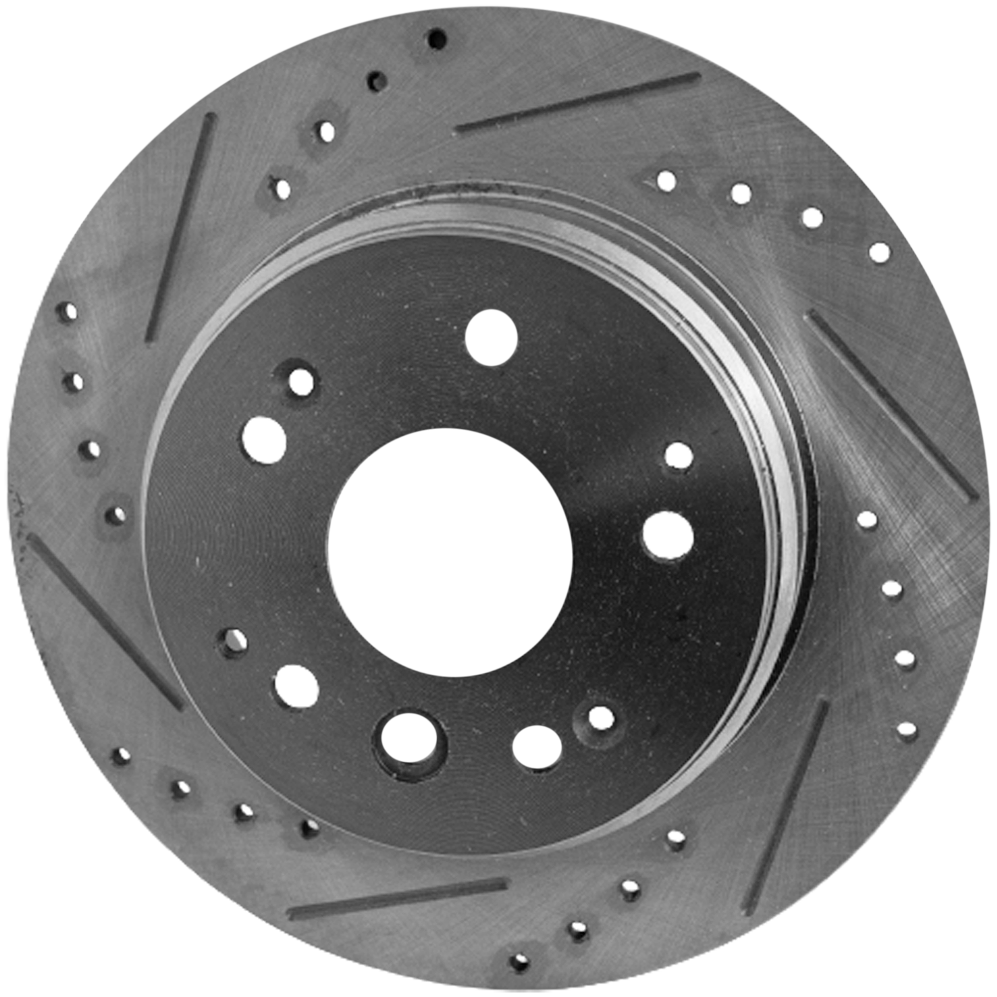 SureStop Rear, Driver or Passenger Side Brake Disc, Cross-Drilled and Slotted, Solid, 5 Lugs, 11.1 in. Disc Diameter, Pro-Line Series
